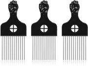 Afrocam 3 pezzi - Materiale ecologico plastico/metallo - Manico antiscivolo - Leggero - Denti morbidi - 15 x 6,6 cm - Haarkam