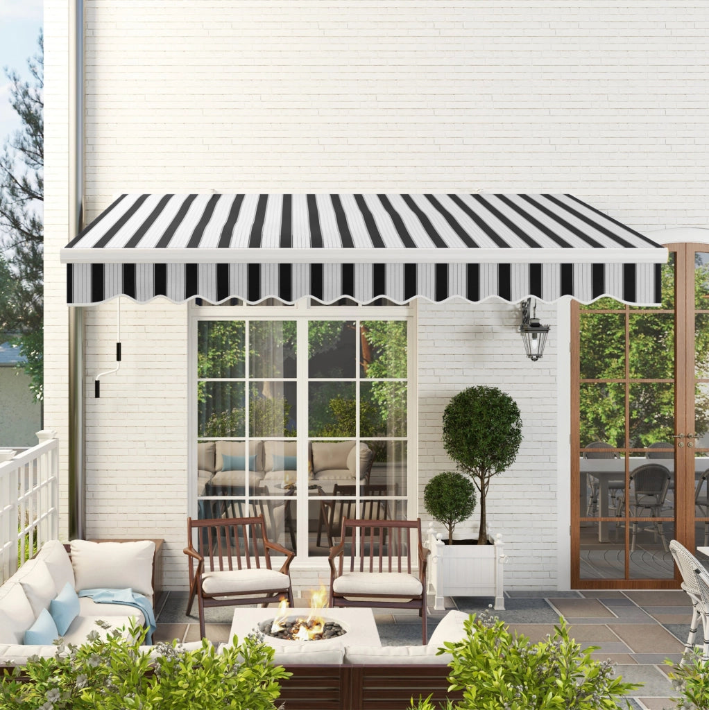 Tenda da sole da balcone a cassonetto manuale 3;95 x 2;45 m in alluminio bianco