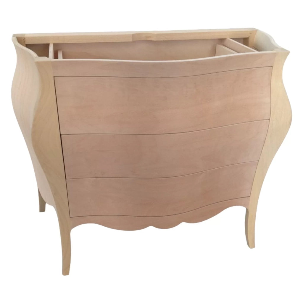 Mobile bagno bombato 3 cassetti grezzo  l.118 p.55 h.82 - Mobili 2G