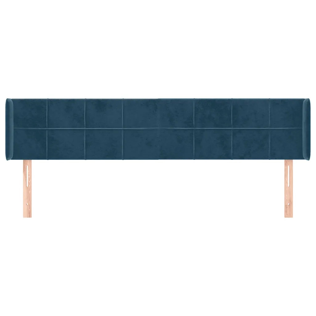 Testiera ad Orecchio-Testata con Orecchie Blu Scuro 183x16x78/88 cm in Velluto 471326