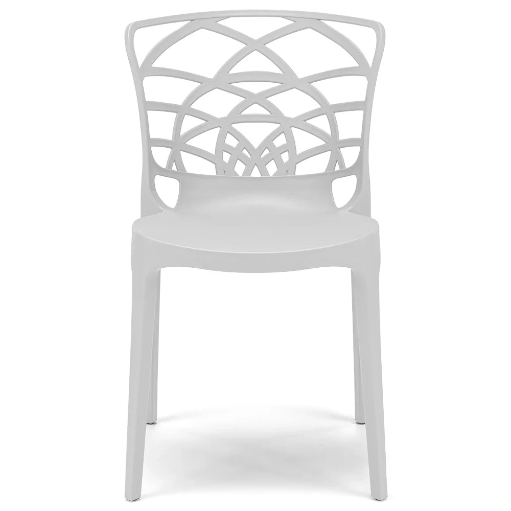 Set 2 sedie in polipropilene ARMONIA, impilabile, resistente ai raggi UV, design moderno, ideale per sala da pranzo, cucina, sala d’attesa, bar, ristoranti o giardino, colore Bianco