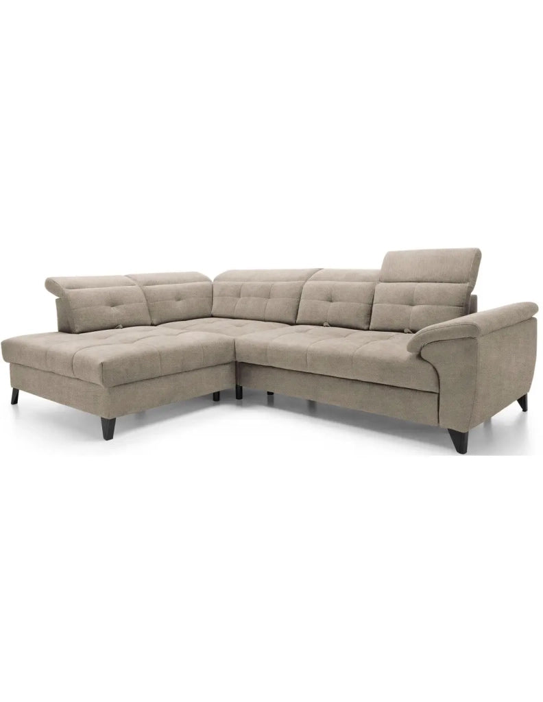 Divano ad angolo Beige 5 posti angolo sinistro molle ondulate INFERNO