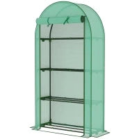 Serra da Giardino con 4 Ripiani Porta Avvolgibile Copertura in PE e Telaio in Acciaio 105x45x160 cm Verde