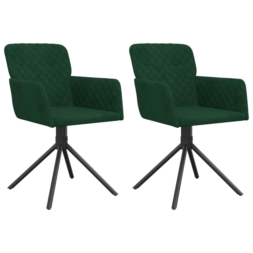 Sedie da Pranzo Girevoli 2 pz | Sedie da cucina Verde Scuro in Velluto