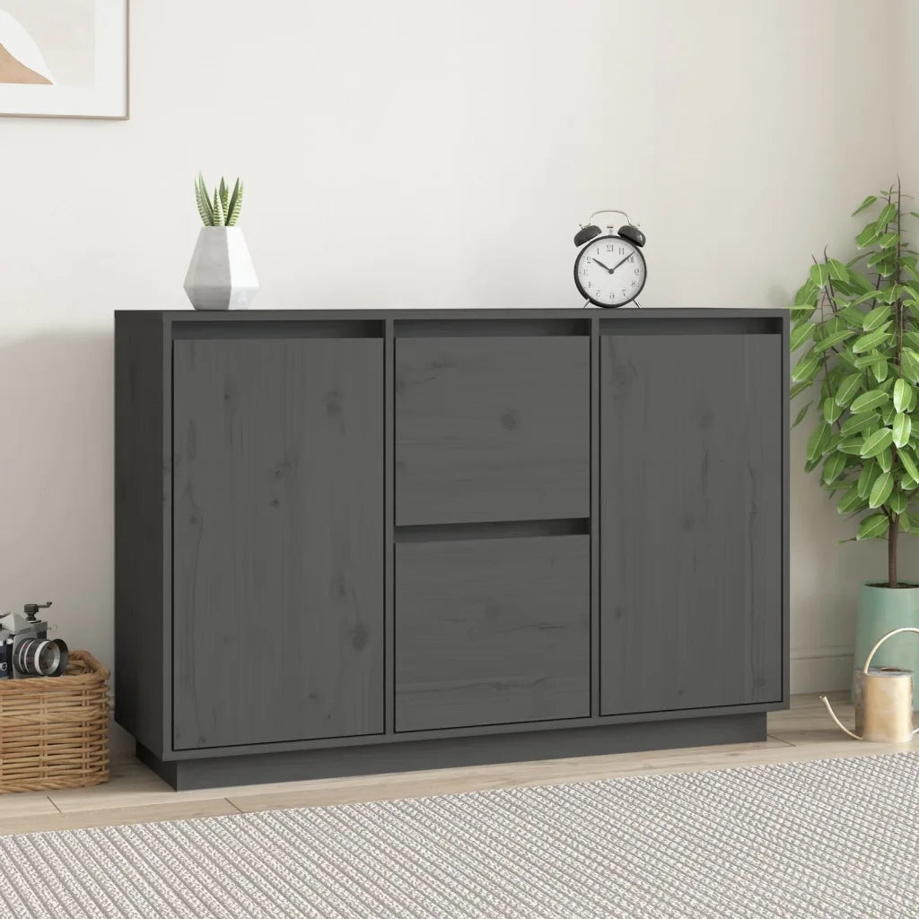 Credenza | Madia | Buffet da pranzo | Armadio da pranzo Grigia 111x34x75 cm in Legno Massello di Pino