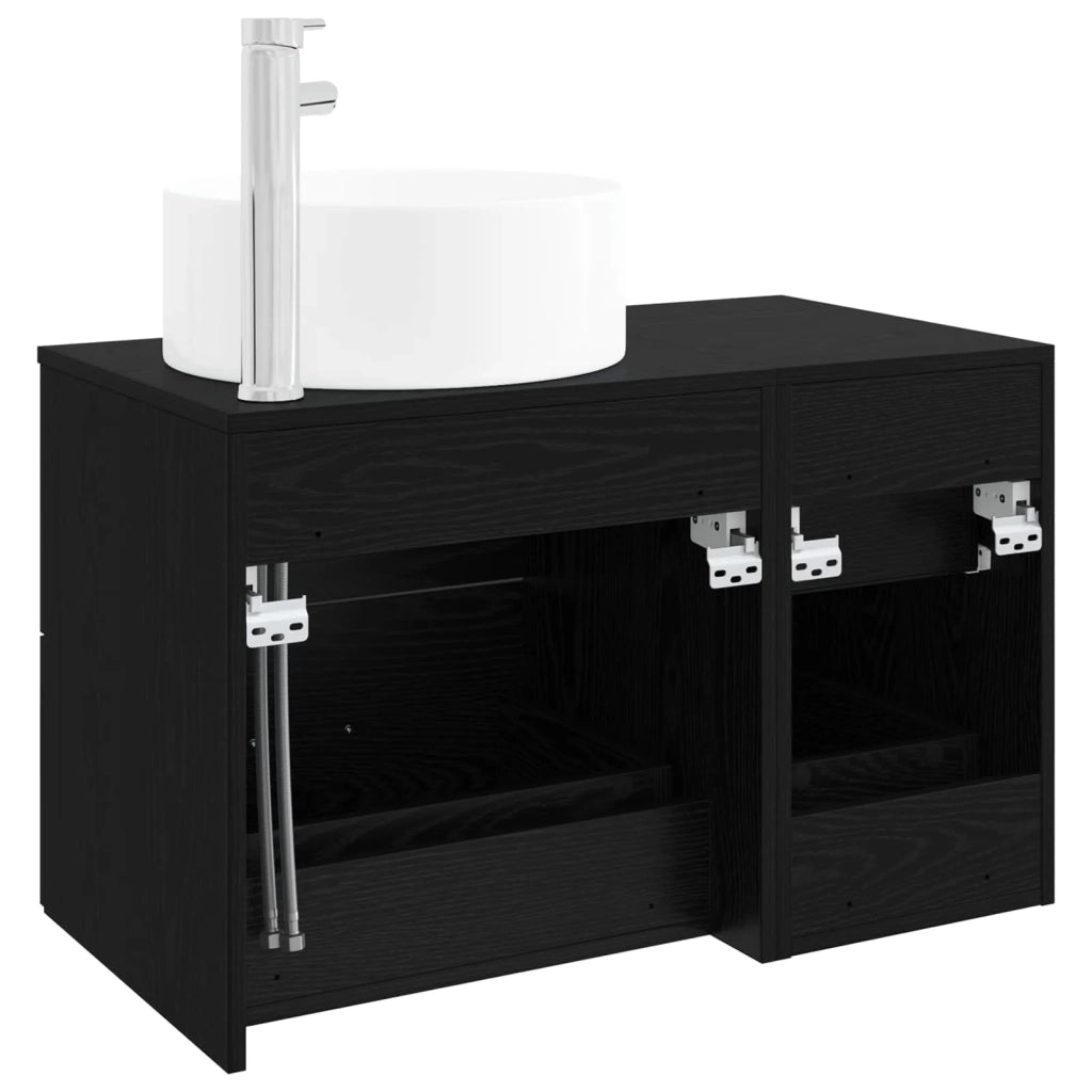 Set di mobili per il bagno 2 pz Rovere Nero 3404009