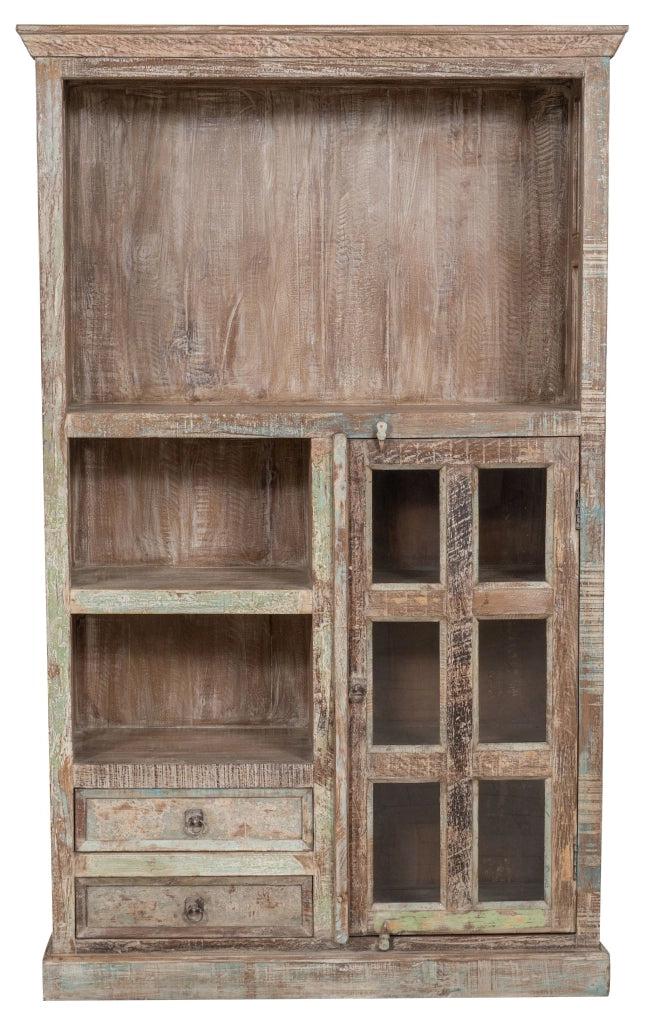 Biscottini Libreria in legno massiccio riciclato finitura anticata realizzata massello