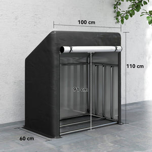 Portalegna da Esterno 100x60x110 cm in Acciaio Rinforzato con Copertura Impermeabile Nero