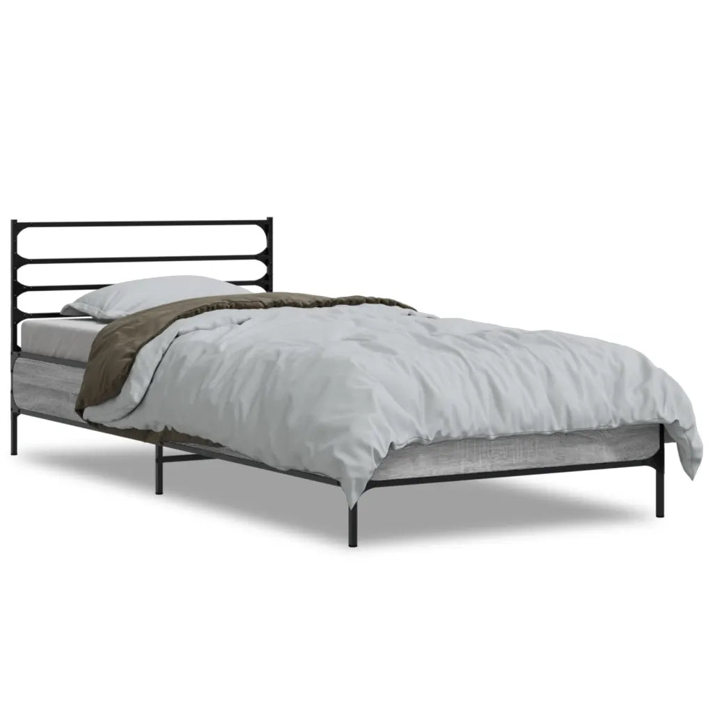 Giroletto Grigio Sonoma 90x200 cm Legno Multistrato e Metallo 845585