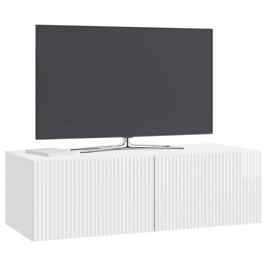 Mobile Porta TV da Muro Bianco Lucido 98 x 41 x 30 cm