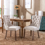 Sedie da Pranzo Imbottite in Velluto con Gambe in Legno ¨C MINIMAL ¨C Set 2 Pezzi, Beige