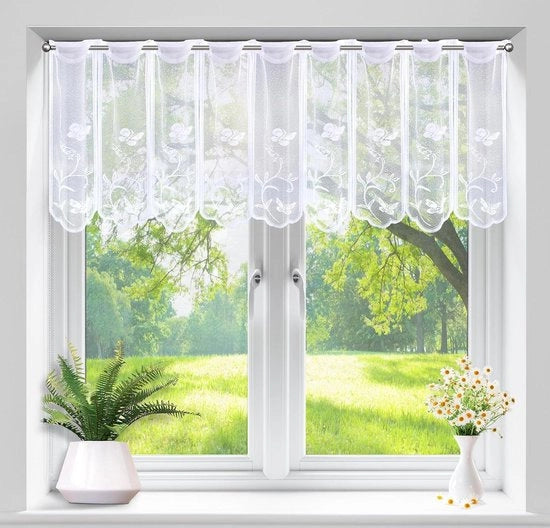 Gordini corti - vetrine semi-trasparenti - tende da cucina - 45 x 144 cm.