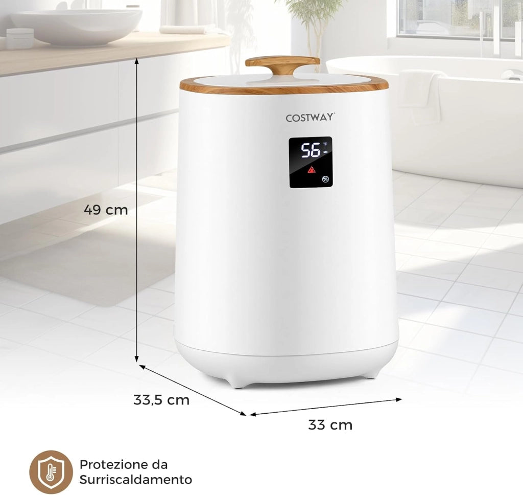 COSTWAY Scalda Asciugamani per Bagno, Scaldabiancheria Grande da 18 L con Schermo LED e Spegnimento Automatico, Secchio Portatile per Asciugamani Caldi per Asciugamani, Accappatoi e Coperte