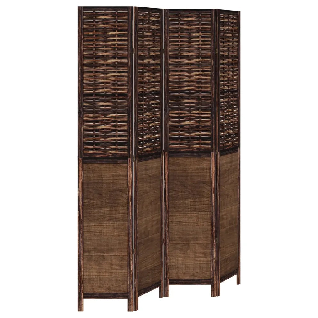 Divisorio Ambienti | Divider per stanze | Paravento 4 Pannelli Marrone Scuro Massello Paulownia