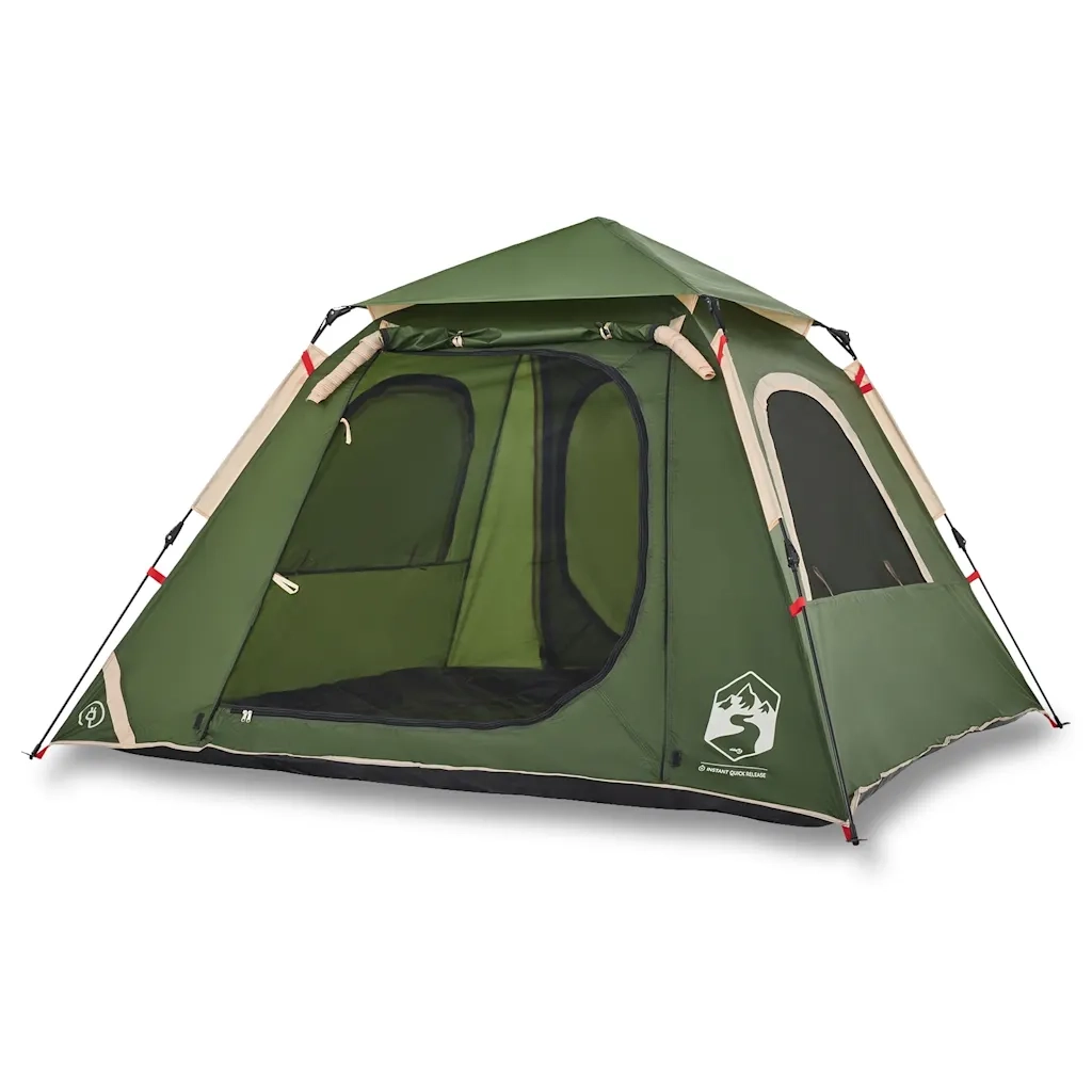 Tenda a Cupola da Campeggio 4 Persone-Tenda per Escursionismo Verde a Rilascio Rapido 388123