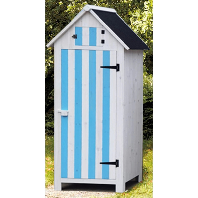 Armadio da giardino in legno di abete blu e bianco 65x44 cm – 3 ripiani e tetto bitumato – impermeabile – ARM0805RBB Foresta