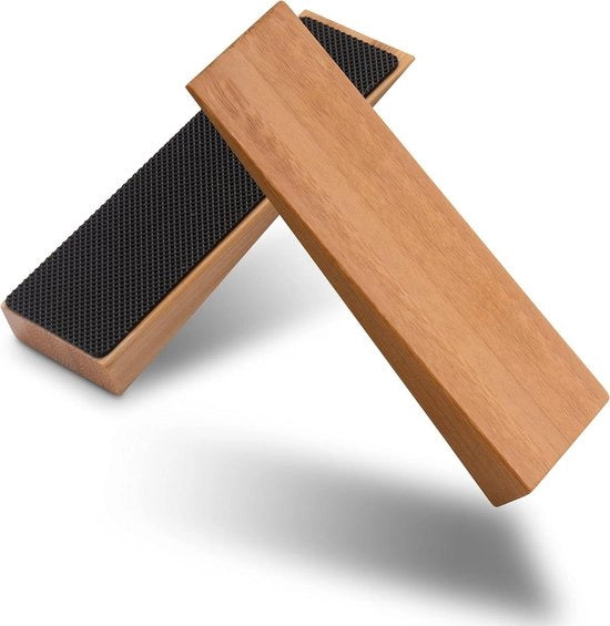 Stoppiatore Antiscivolo Legno di Bambù in Gomma 2 pezzi - Adatto a tutti i Pavimenti e le Porte - Design Duraturo - Presa Sicura e Stabile