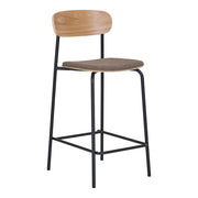 Set di 2 Sgabelli Alti Estepona, Marrone, Poliestere, 49x42,5x95 cm