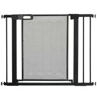 Cancellino per Cani Estensibile a Pressione con Chiusura Automatica, in Acciaio e ABS, 75-103x76 cm, Nero