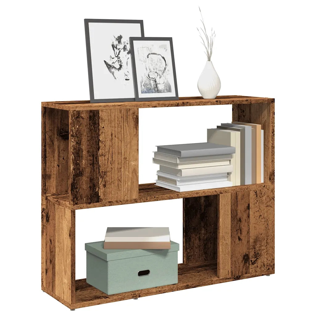 Libreria Divisorio-Scaffale per Libri-Mobile di Stoccaggio Legno Antico 80x24x63 cm
