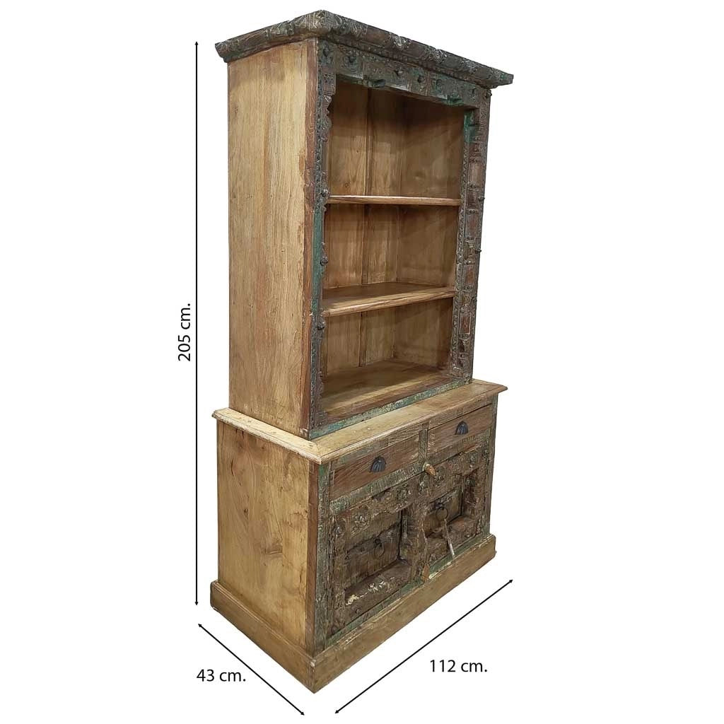 Libreria in legno artigianale marrone 112x43x205h