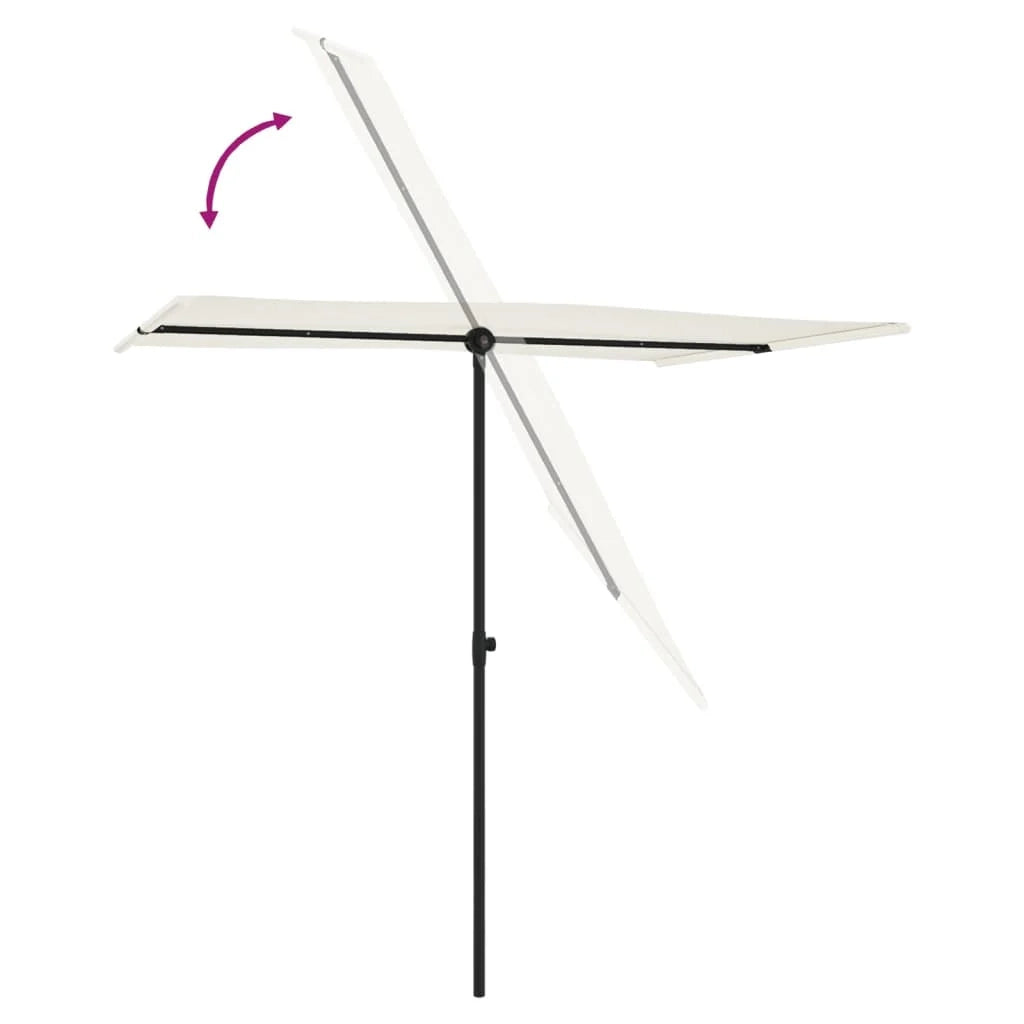Ombrellone da esterno con palo in alluminio 2 x 1,5 m bianco sabbia 02_0021267