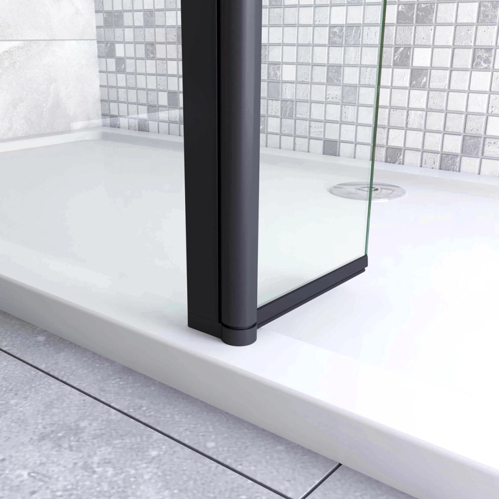 Paretina mobile per Walk In da 40cm Altezza 200 cm Vetro Temperato Trasparente da 8 mm Anticalcare Telaio Nero Opacoo