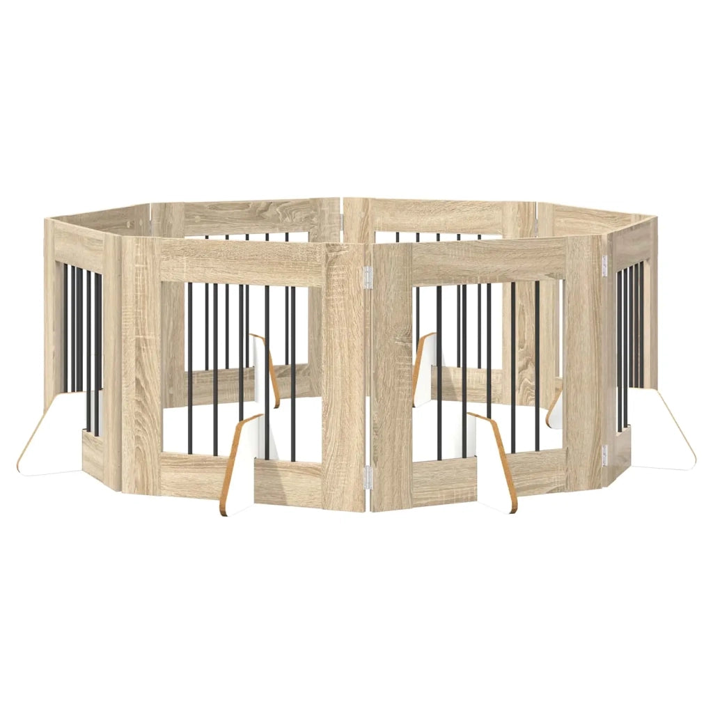 Cancello per cani con supporti 8 pcs Rovere Sonoma 60 x 60 cm 892164