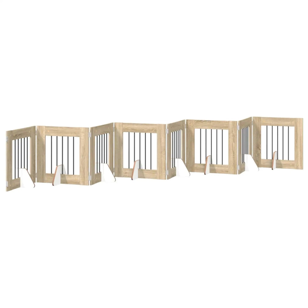 Cancello per cani pieghevole con supporti 8 pz Rovere Sonoma 892164