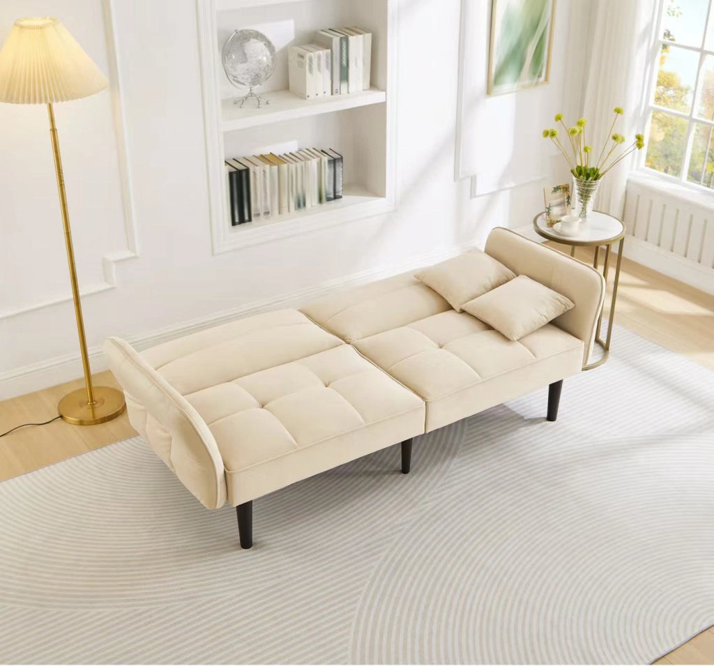 Divano Letto 2 Posti ¨C MINIMAL ¨C Velluto, Braccioli Ribaltabili, Reclinabile