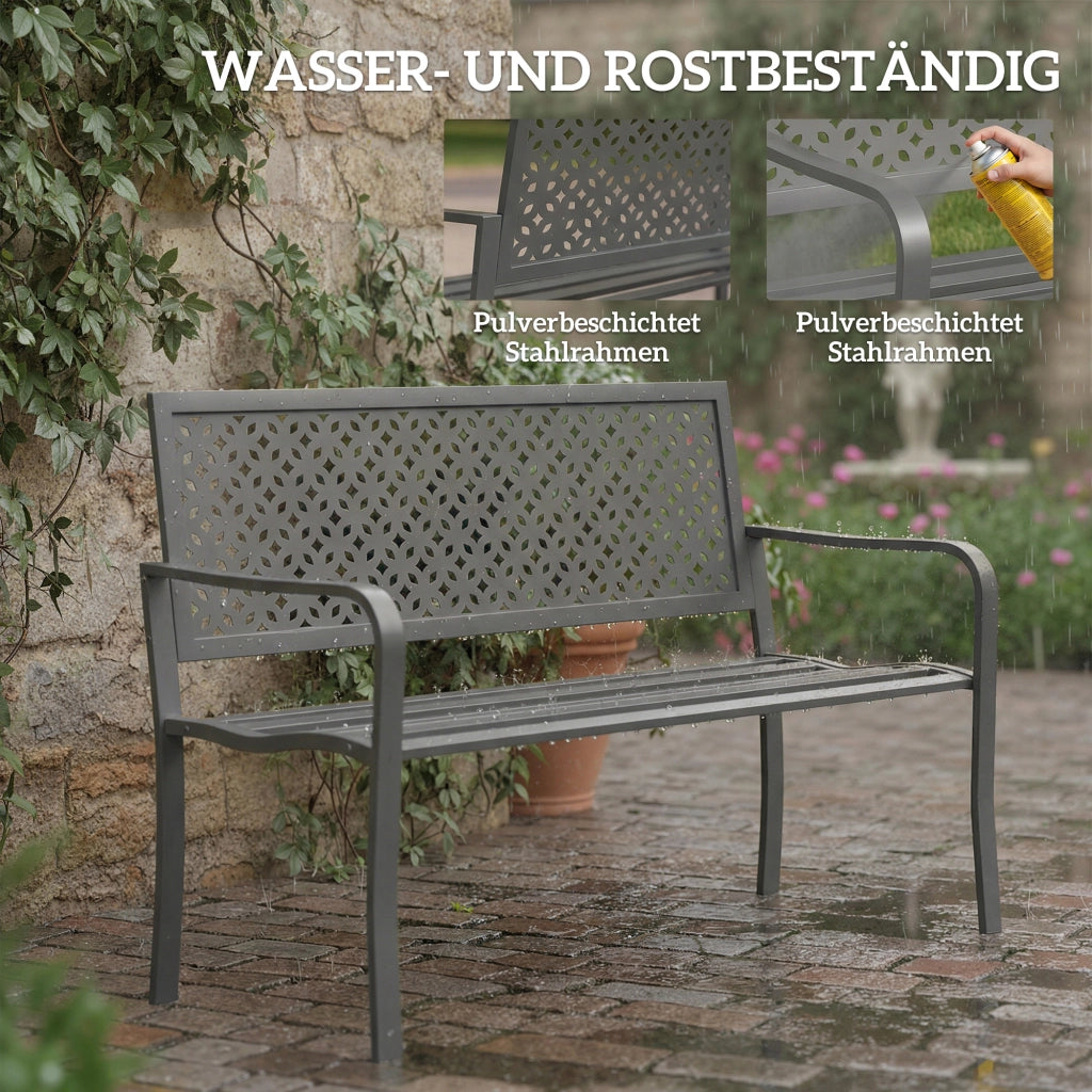 Panchina da Giardino 2 Posti ¨C zephmum ¨C Metallo, Grigio, Antracite, Verde