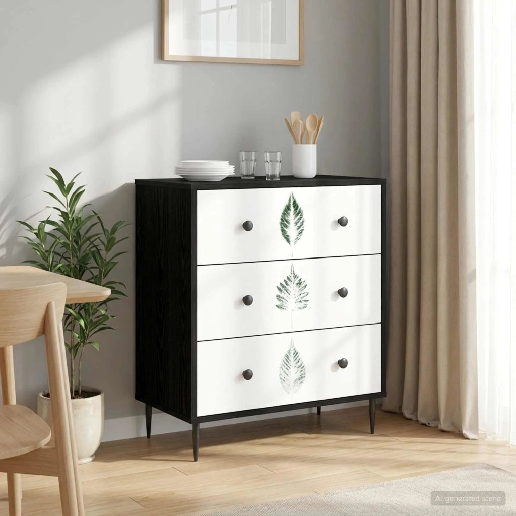 Cassettiera HANAU Stampa foglia verde 66 x 36,5 x 76 cm 8007385