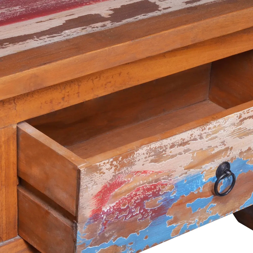Mobile Porta TV 110x35x40 cm in Legno di Recupero di Teak 289059