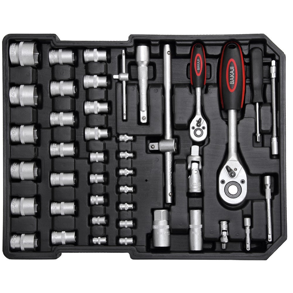 Trade Shop - Set Attrezzi 186pz Trolley Valigia Portattrezzi Cassetta Portautensili Lavoro -