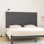 Testiera da Parete-Testiera a Muro-Testata Decorativa Grigia 204x3x110cm in Legno Massello di Pino