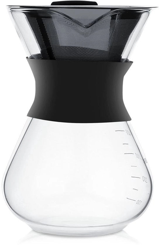 Apparecchio per caffè a filo manuale 400ml - Apparecchio per caffè a filo manuale - Vaso - Filtro in acciaio inossidabile - Nero/Translucido - 10x11,5x15cm