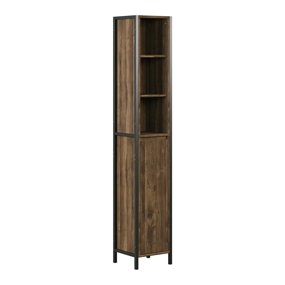 Vicco Armadio per il bagno Quercia/nero 30 x 167.5 cm con 3 scomparti aperti e 3 chiusi