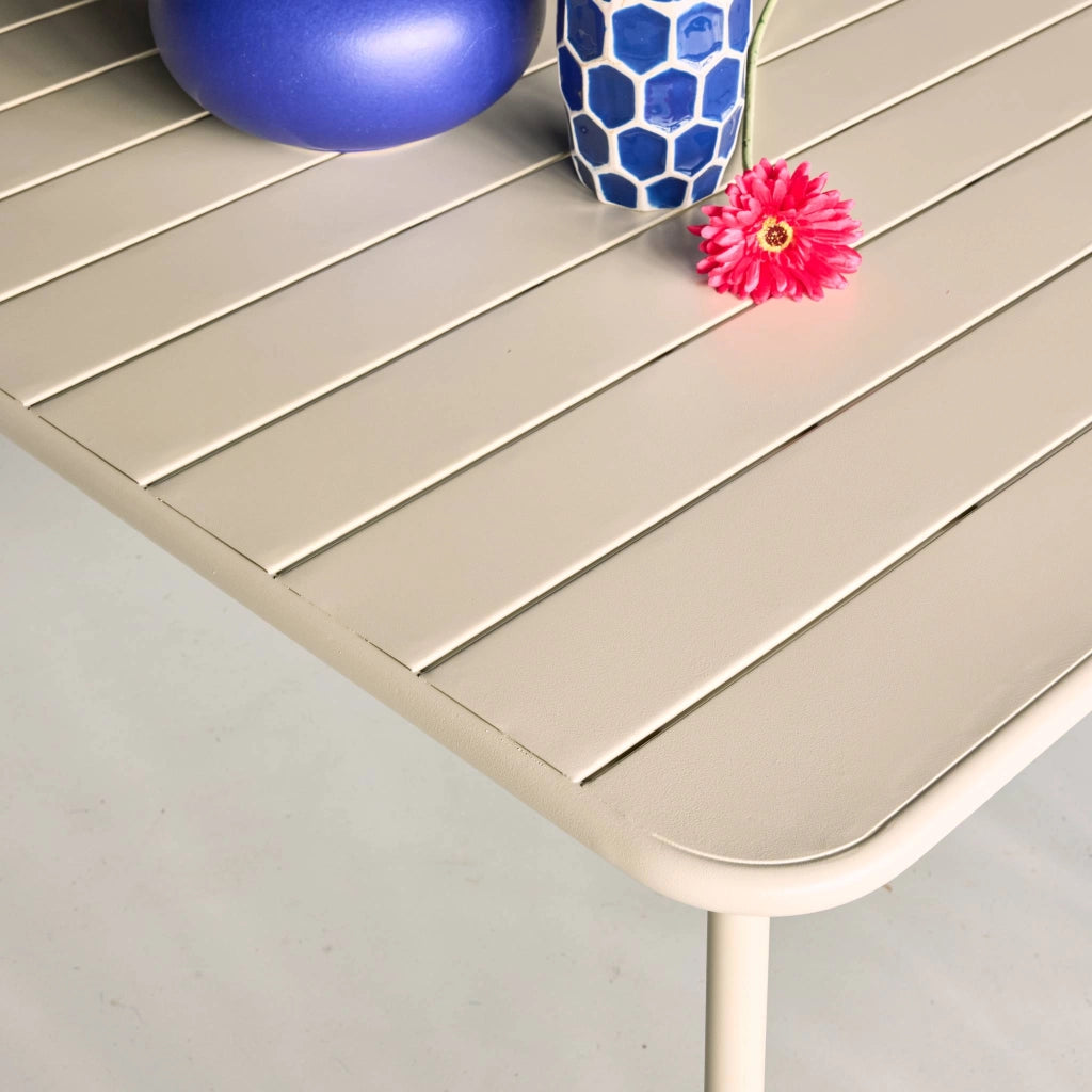 Tavolo da giardino in metallo 6-8 posti, 160cm, beige