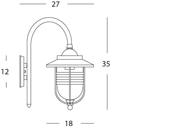 Lampada Applique Piccola in Basso Color Ruggine da Esterno Linea Porto Sovil