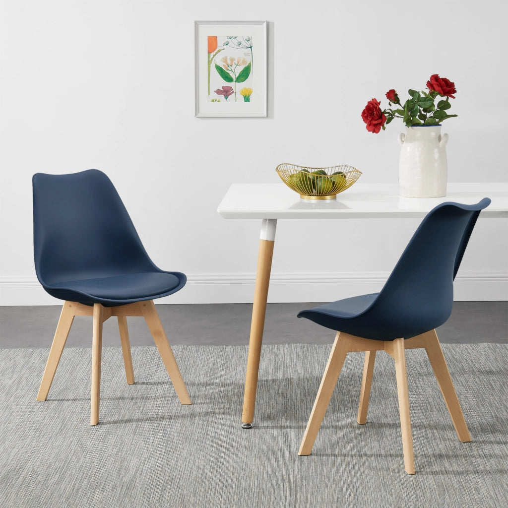 Set Fläten di 4 Sedie da Sala con Seduta Imbottita Rivestimento in Similpelle Blu [en.casa]