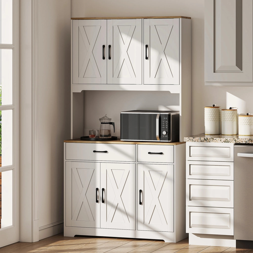Armadio da Cucina con 6 Ante e 2 Cassetti ¨C Zephmum ¨C Bianco 90x51x