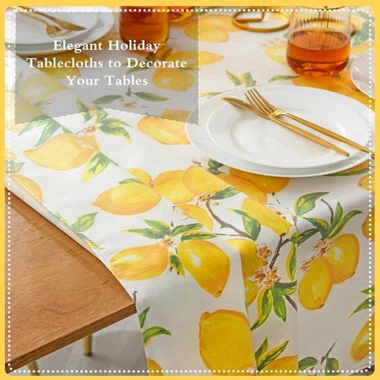 Tavolo da picnic, coperta da tavolo, lente estiva, giallo, poliestere, impermeabile, resistente alla sporcizia, tavolo da cucina, picnic, interni, esterni (140 x 200 cm)