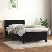 Giroletto a Molle con Materasso-Struttura Letto Nero 80x200 cm in Velluto 499642