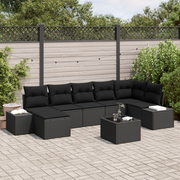 Set divano da giardino 8 pezzi con cuscini beige in polirattan
