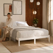 Solid Wood Bed, White Pine Wood, 140x190 Cm