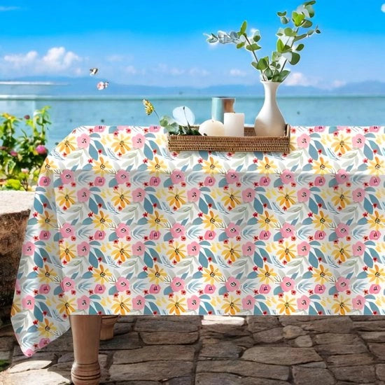 Tavolo con tovaglia da tavola - Impermeabile - Resistente all'acqua - Dimensioni 180 x 130 cm - Facile da pulire - Duraturo - Disegno a fiori - Tovaglia da tavola