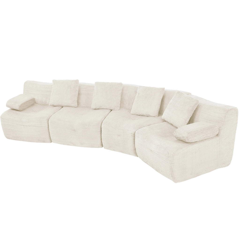 Divano modulare 4 posti - con 4 moduli e senza montaggio - in velluto a coste beige chiaro