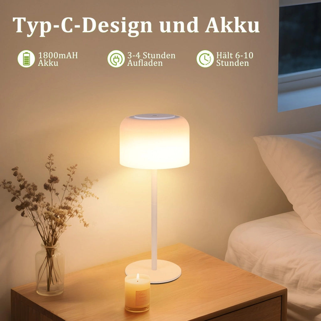 ZMH Lampada da tavolo LED wireless bianca batteria touch dimmerabile 3 temperature colore per camera letto soggiorno