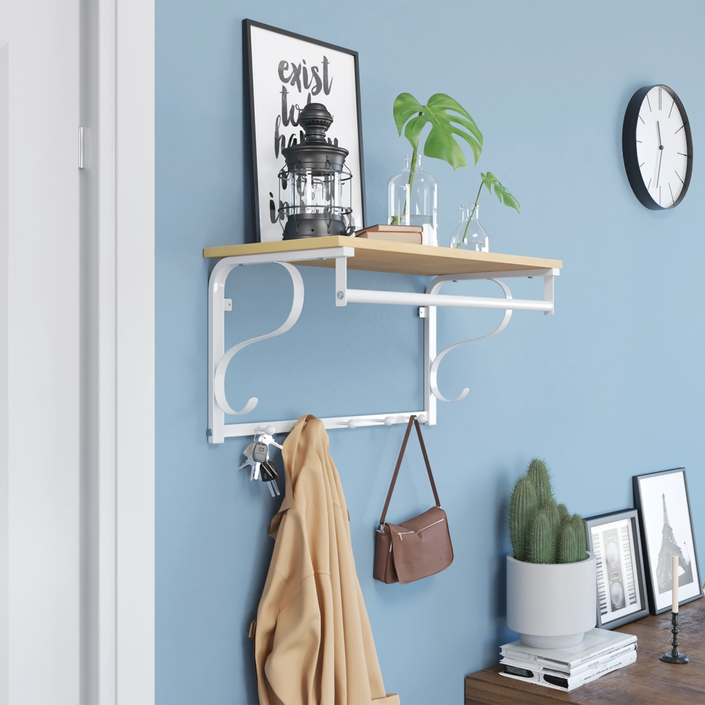 Mensola da parete Valora con ganci - Rovere Sonoma Stile scandinavo