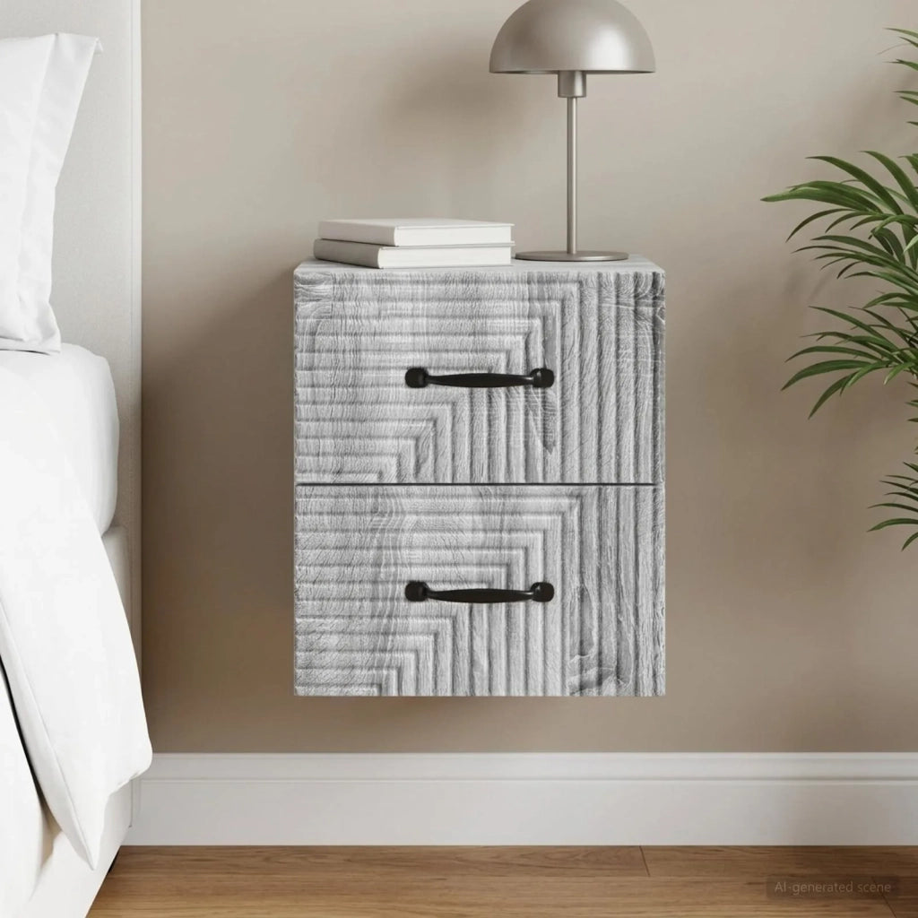 Mobiletto da notte a muro Grigio Sonoma 34,5 x 33 x 40 cm 898647